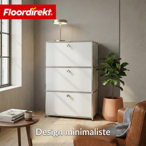 Armoire métallique | Concept Epure MK-129 | Buffet avec 3 compartiments verrouillables | Meuble de rangement moderne
