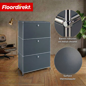 Armoire métallique | Concept Epure MK-129 | Buffet avec 3 compartiments verrouillables | Meuble de rangement moderne