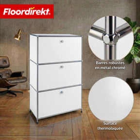 Armoire métallique | Concept Epure MK-129 | Buffet avec 3 compartiments verrouillables | Meuble de rangement moderne