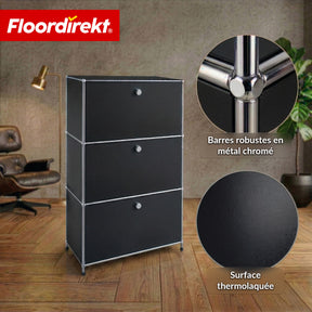 Armoire métallique | Concept Epure MK-129 | Buffet avec 3 compartiments verrouillables | Meuble de rangement moderne