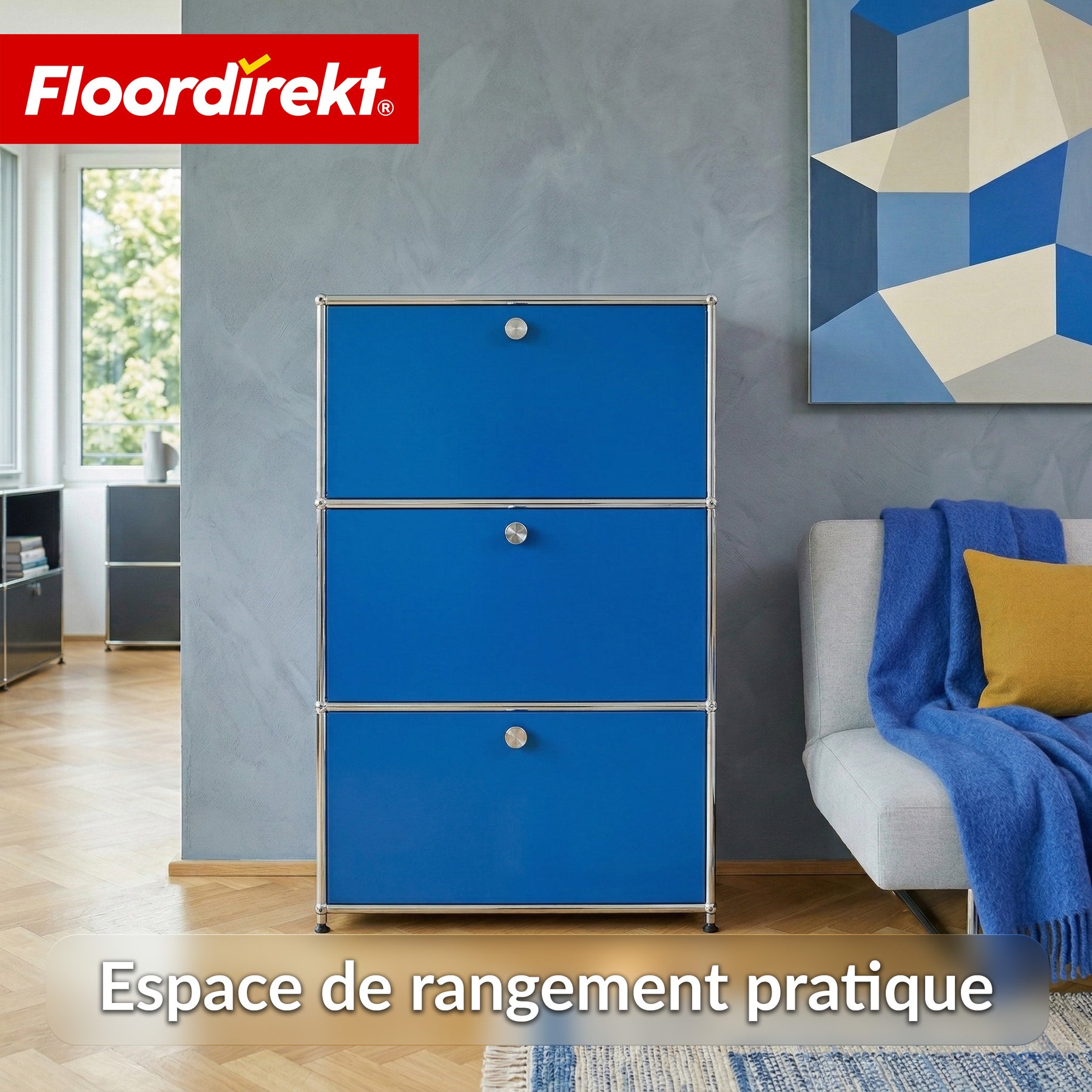 Armoire métallique | Concept Epure MK-129 | Buffet avec 3 compartiments verrouillables | Meuble de rangement moderne
