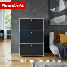 Armoire métallique | Concept Epure MK-129 | Buffet avec 3 compartiments verrouillables | Meuble de rangement moderne