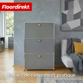 Armoire métallique | Concept Epure MK-129 | Buffet avec 3 compartiments verrouillables | Meuble de rangement moderne