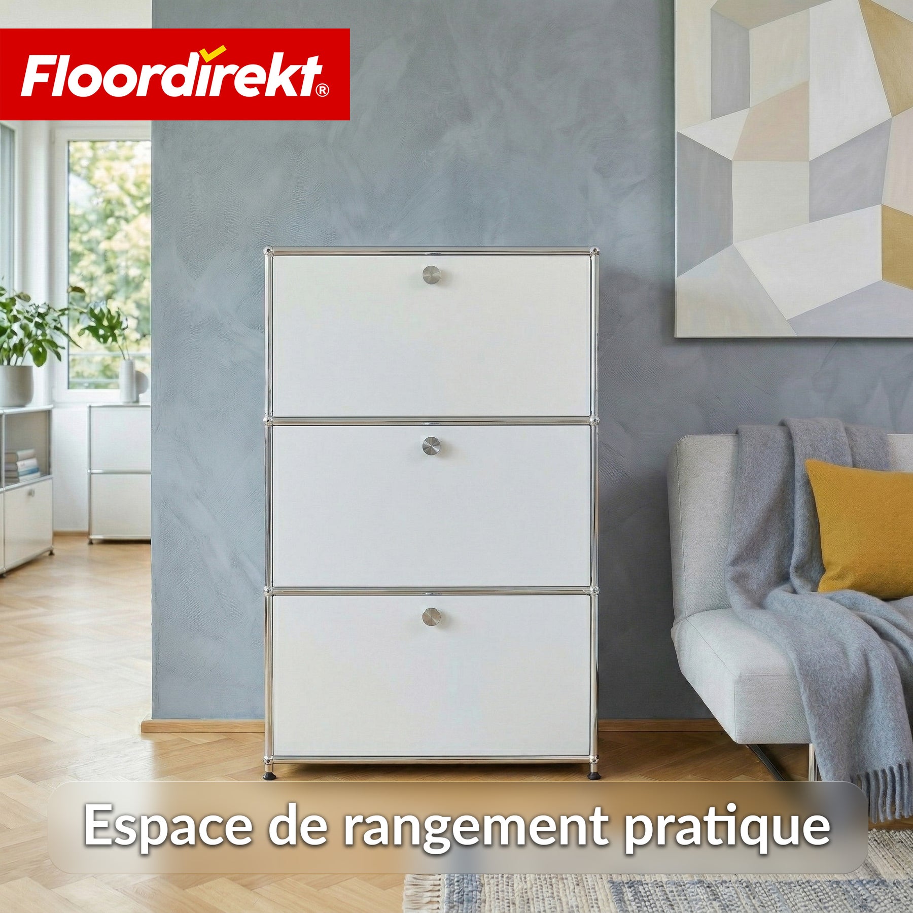 Armoire métallique | Concept Epure MK-129 | Buffet avec 3 compartiments verrouillables | Meuble de rangement moderne