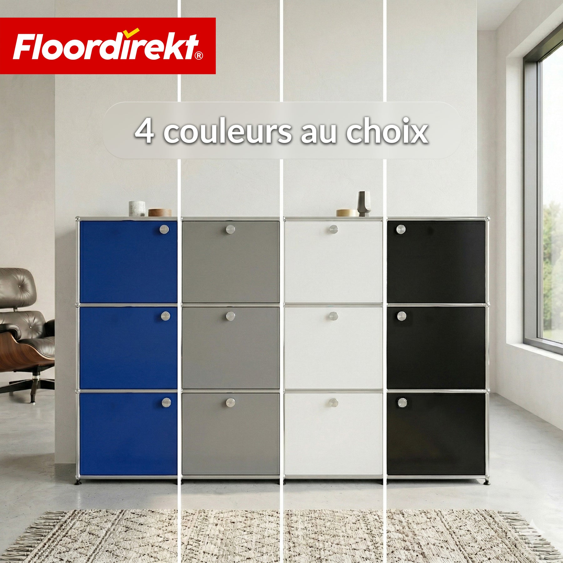 Armoire métallique | Concept Epure MK-129 | Buffet avec 3 compartiments verrouillables | Meuble de rangement moderne