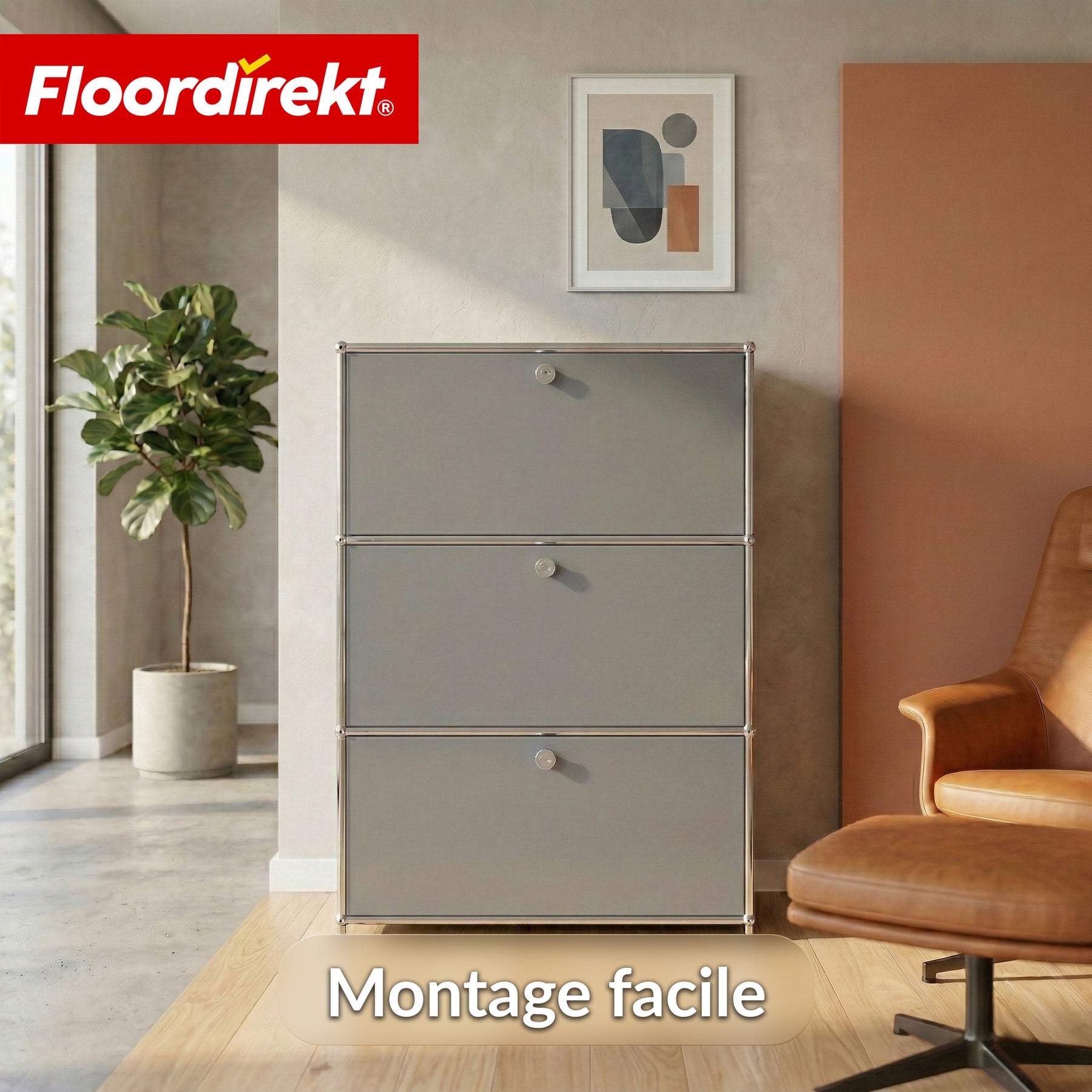 Armoire métallique | Concept Epure MK-129 | Buffet avec 3 compartiments verrouillables | Meuble de rangement moderne