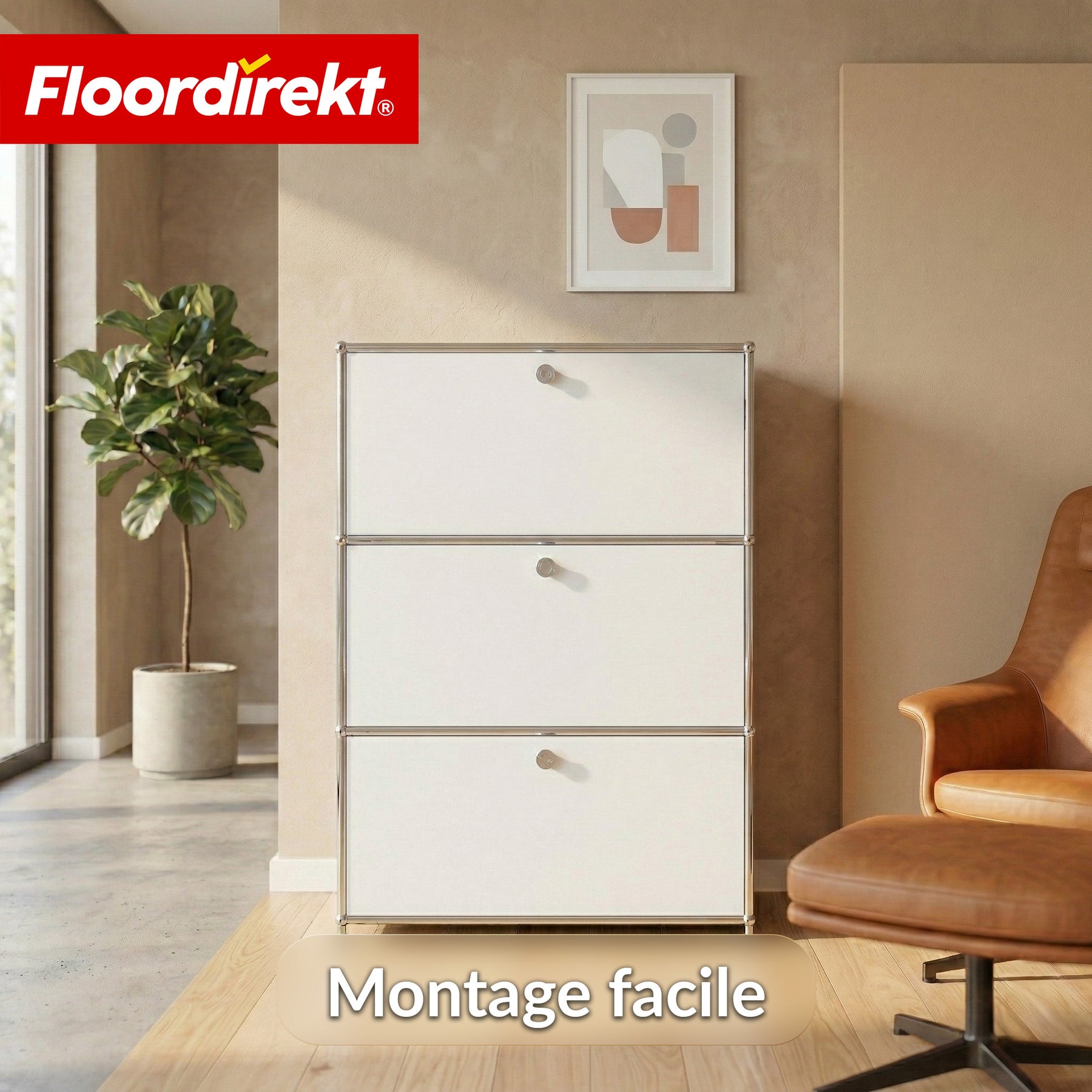 Armoire métallique | Concept Epure MK-129 | Buffet avec 3 compartiments verrouillables | Meuble de rangement moderne