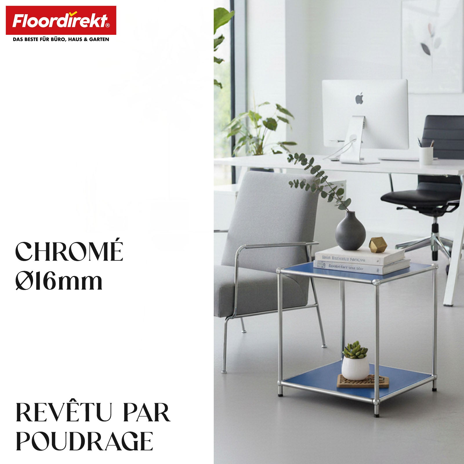 Étagère métallique | Concept Epure MK-012 | Étagère d'appoint et de rangement ouverte avec 2 tablettes | Disponible en plusieurs couleurs
