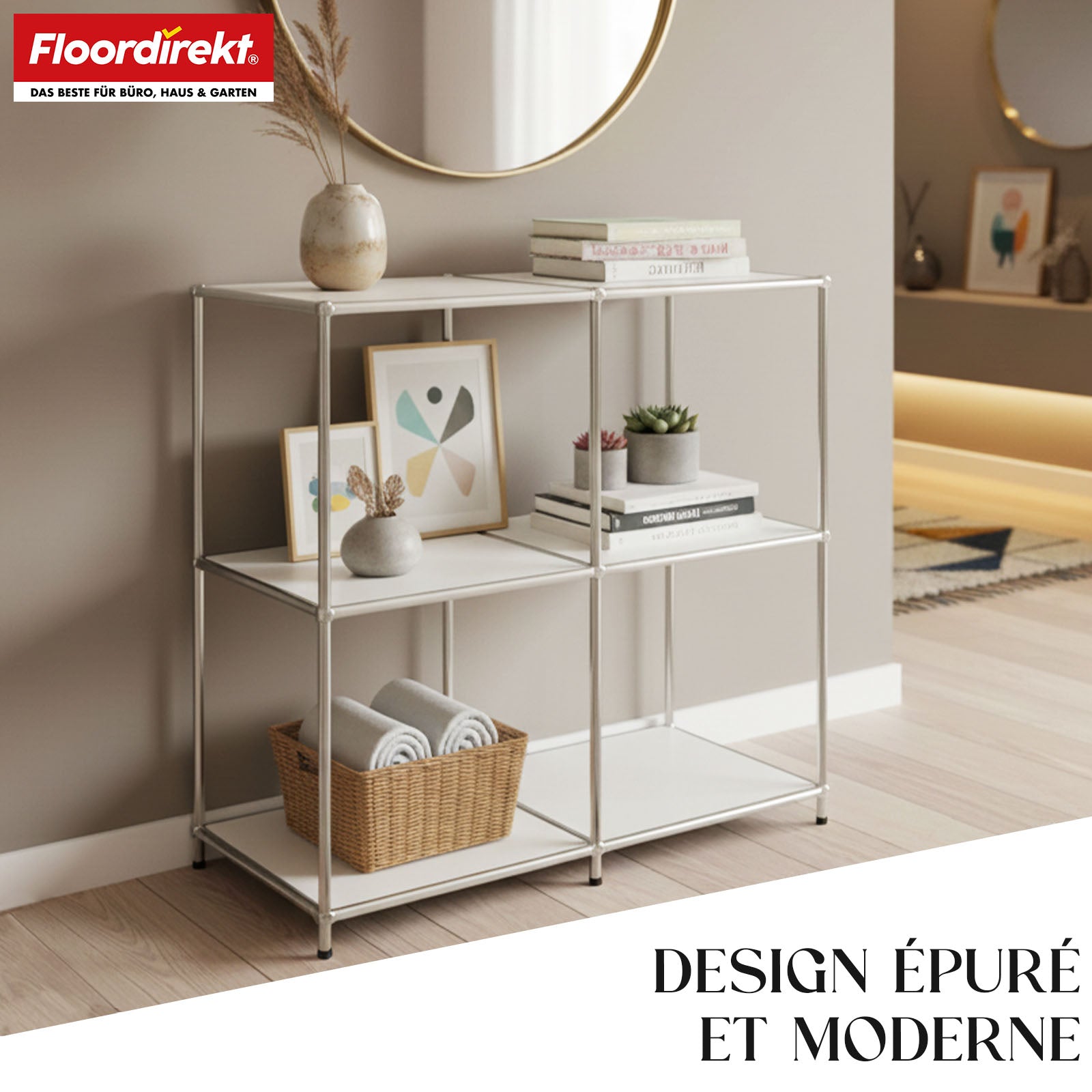 Étagère métallique | Concept Epure MK-027 | Buffet ouvert à 3 niveaux et étagère de rangement | Disponible en plusieurs couleurs