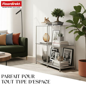 Étagère métallique | Concept Epure MK-027 | Buffet ouvert à 3 niveaux et étagère de rangement | Disponible en plusieurs couleurs