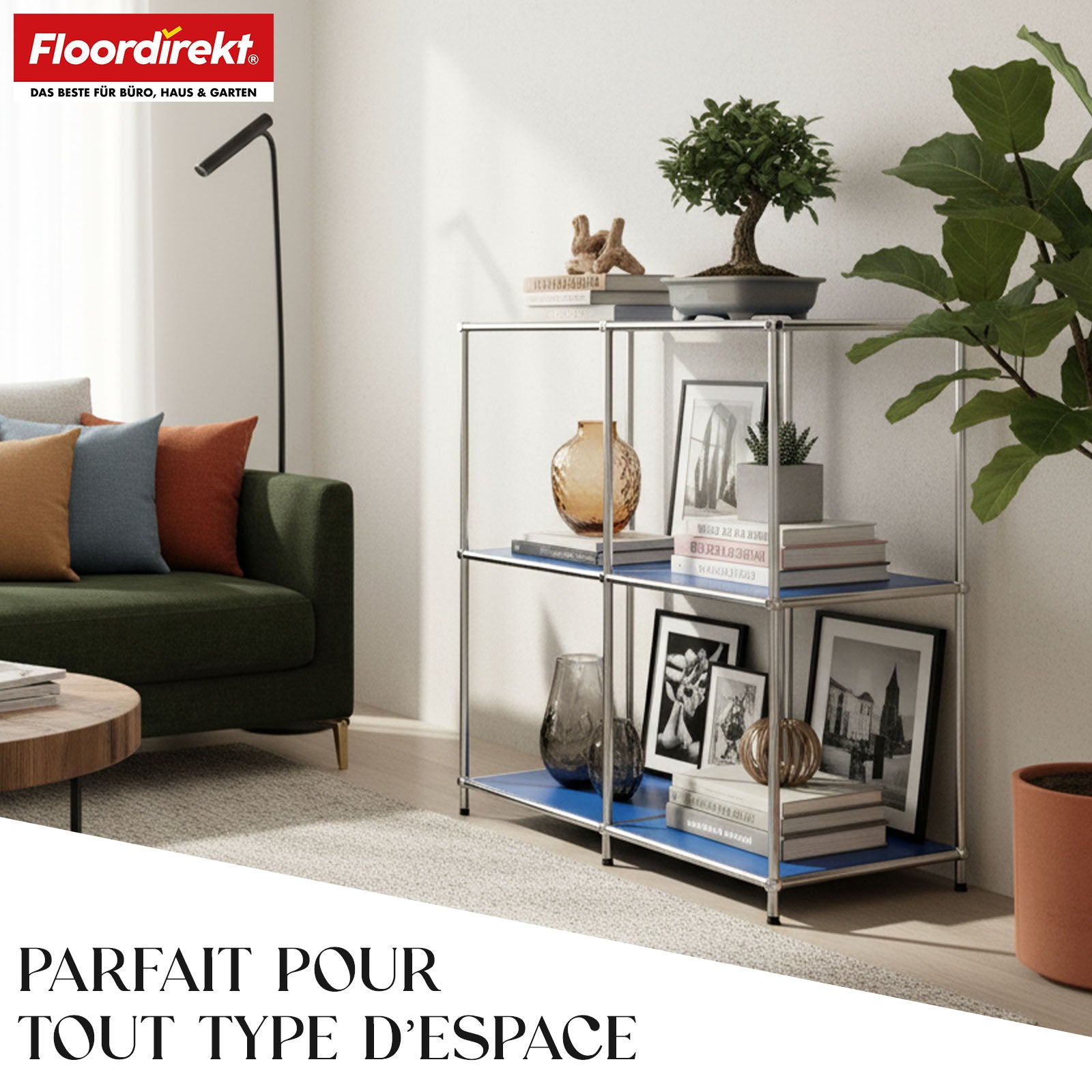 Étagère métallique | Concept Epure MK-027 | Buffet ouvert à 3 niveaux et étagère de rangement | Disponible en plusieurs couleurs