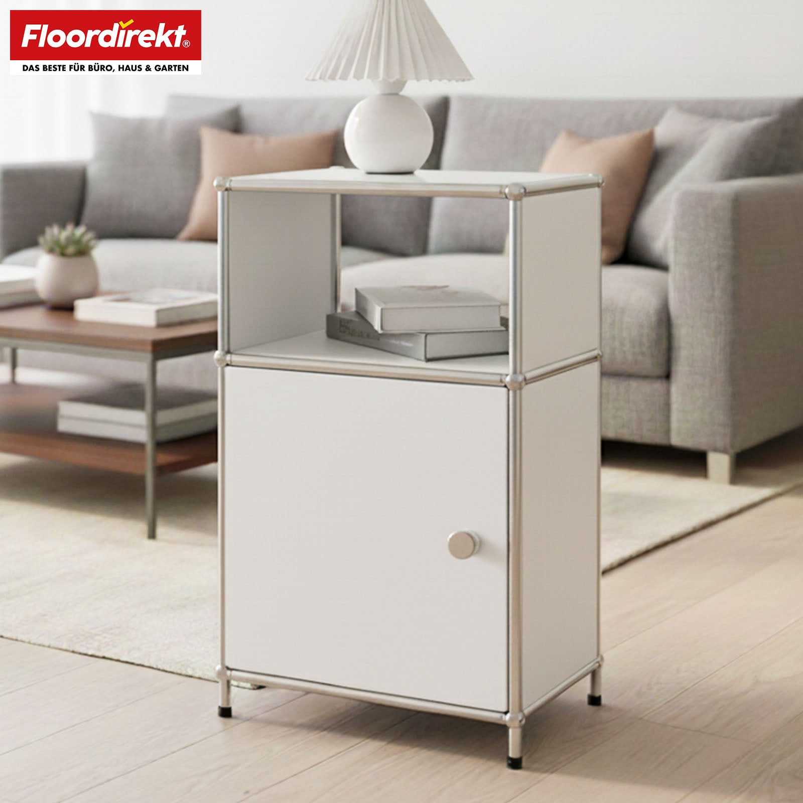 Étagère métallique | Concept Epure MK-040 | Étagère de rangement à 3 niveaux avec porte et tablettes | Disponible en plusieurs couleurs