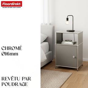 Étagère métallique | Concept Epure MK-040 | Étagère de rangement à 3 niveaux avec porte et tablettes | Disponible en plusieurs couleurs