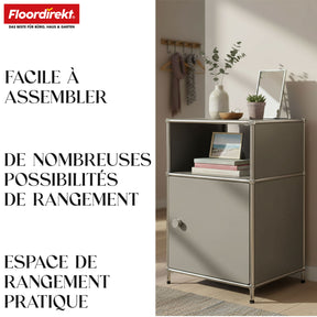 Étagère métallique | Concept Epure MK-040 | Étagère de rangement à 3 niveaux avec porte et tablettes | Disponible en plusieurs couleurs