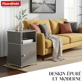 Étagère métallique | Concept Epure MK-040 | Étagère de rangement à 3 niveaux avec porte et tablettes | Disponible en plusieurs couleurs