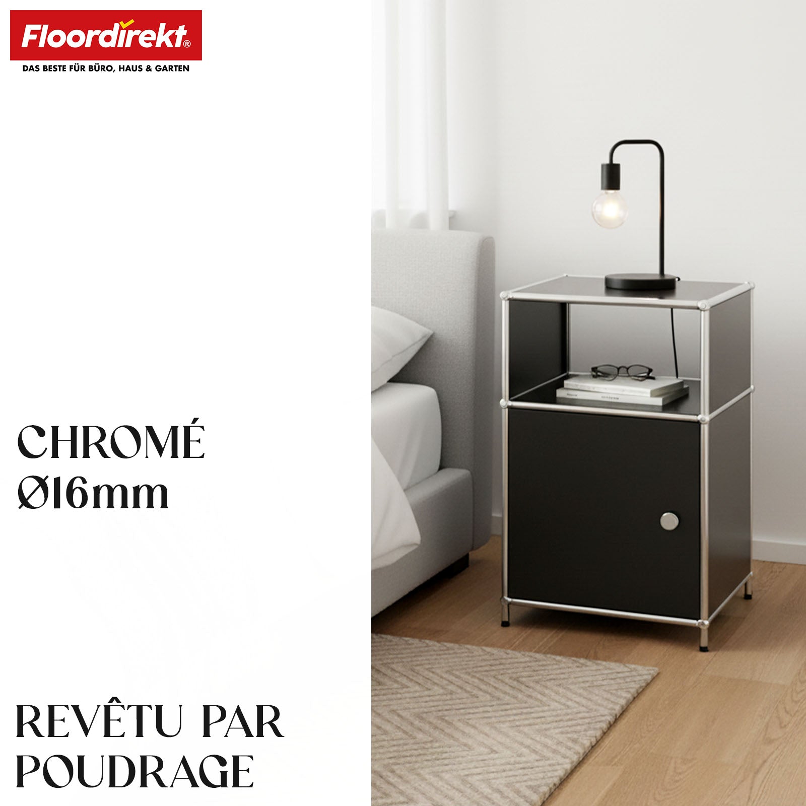 Étagère métallique | Concept Epure MK-040 | Étagère de rangement à 3 niveaux avec porte et tablettes | Disponible en plusieurs couleurs