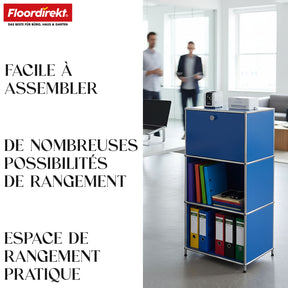 Étagère métallique | Concept Epure MK-107 | Étagère de rangement à 4 niveaux avec compartiment verrouillable et tablettes | Disponible en plusieurs couleurs