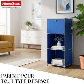 Étagère métallique | Concept Epure MK-107 | Étagère de rangement à 4 niveaux avec compartiment verrouillable et tablettes | Disponible en plusieurs couleurs