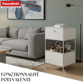 Étagère métallique | Concept Epure MK-145 | Caisson à roulettes à 3 niveaux avec tiroir et étagères | Disponible en plusieurs couleurs