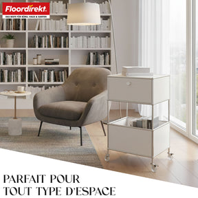 Étagère métallique | Concept Epure MK-145 | Caisson à roulettes à 3 niveaux avec tiroir et étagères | Disponible en plusieurs couleurs