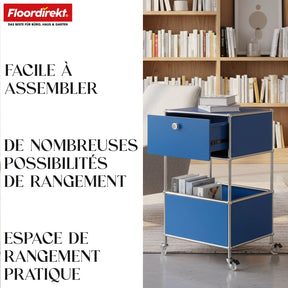 Étagère métallique | Concept Epure MK-145 | Caisson à roulettes à 3 niveaux avec tiroir et étagères | Disponible en plusieurs couleurs
