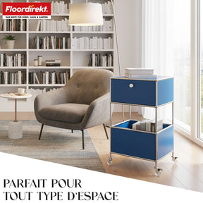 Étagère métallique | Concept Epure MK-145 | Caisson à roulettes à 3 niveaux avec tiroir et étagères | Disponible en plusieurs couleurs