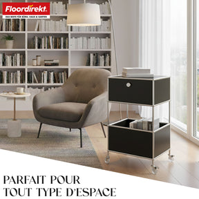 Étagère métallique | Concept Epure MK-145 | Caisson à roulettes à 3 niveaux avec tiroir et étagères | Disponible en plusieurs couleurs