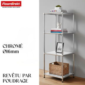 Étagère métallique | Concept Epure MK-005 | Étagère à 4 niveaux avec tablettes ouvertes | Disponible en plusieurs couleurs