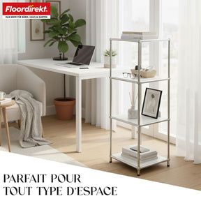 Étagère métallique | Concept Epure MK-005 | Étagère à 4 niveaux avec tablettes ouvertes | Disponible en plusieurs couleurs