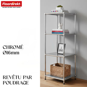 Étagère métallique | Concept Epure MK-005 | Étagère à 4 niveaux avec tablettes ouvertes | Disponible en plusieurs couleurs