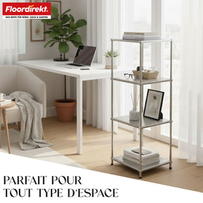 Étagère métallique | Concept Epure MK-005 | Étagère à 4 niveaux avec tablettes ouvertes | Disponible en plusieurs couleurs