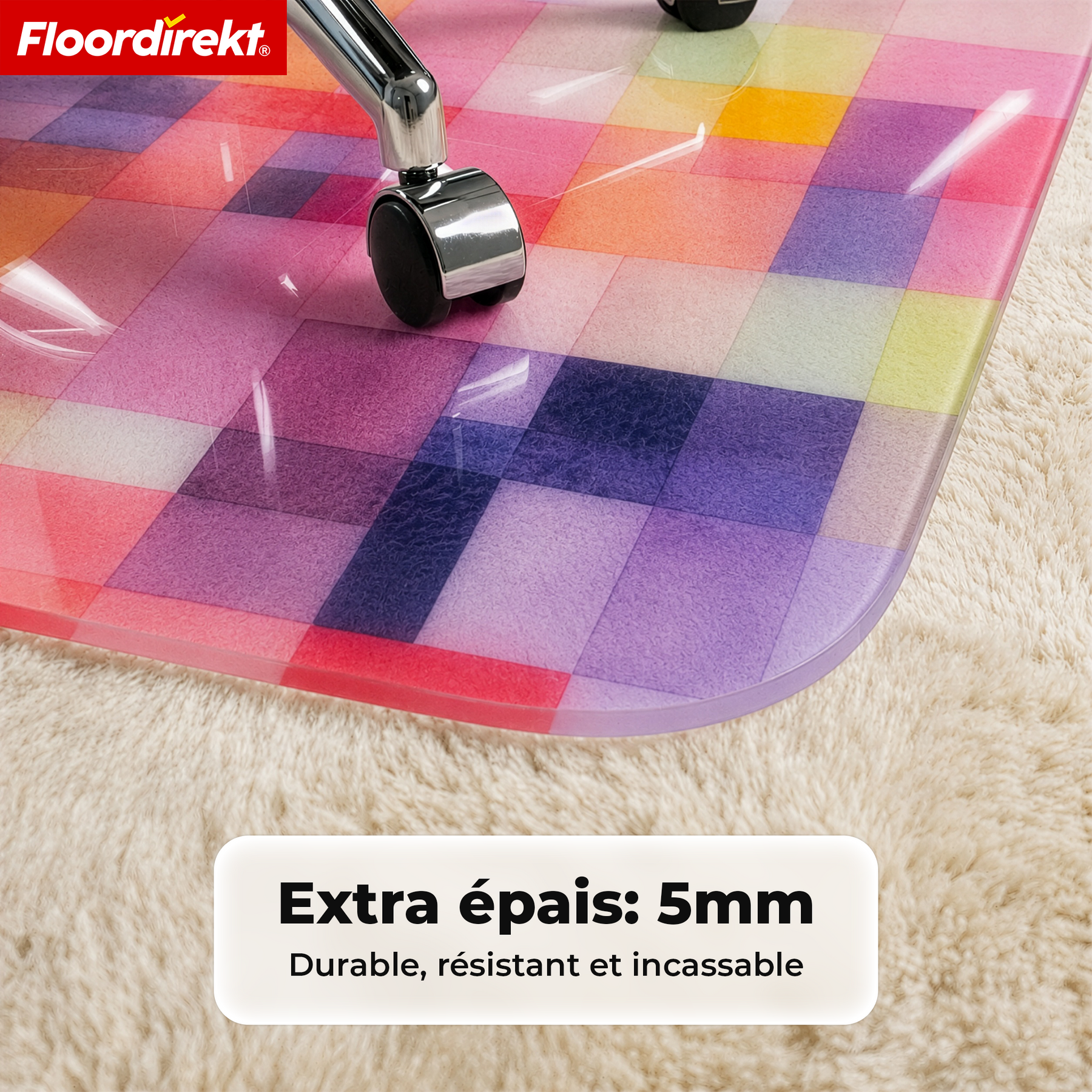 Tapis de protection de sol design | Protection robuste de chaise de bureau en PVC spécial pour bureau & télétravail | 80 x 118 cm