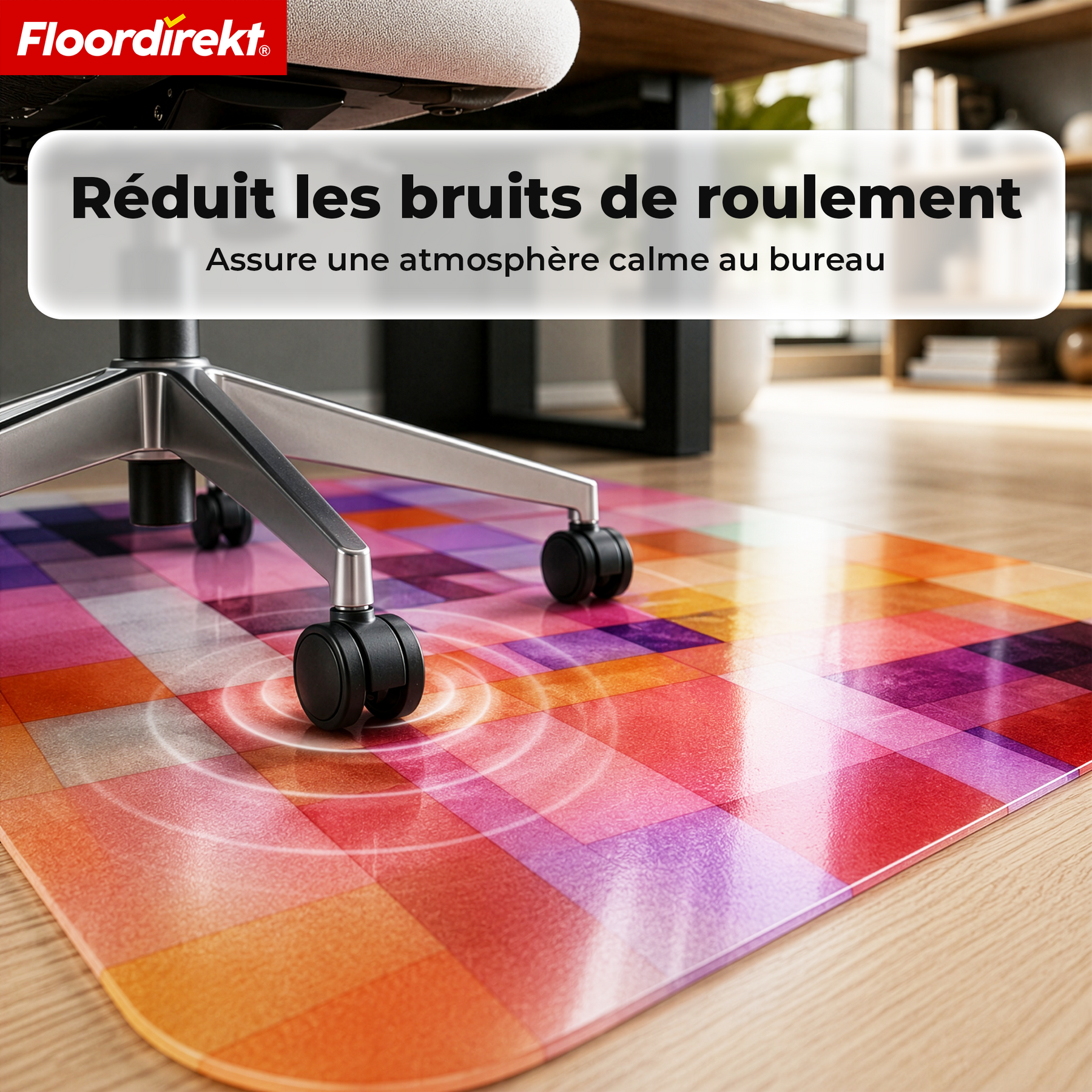 Tapis de protection de sol design | Protection robuste de chaise de bureau en PVC spécial pour bureau & télétravail | 80 x 118 cm
