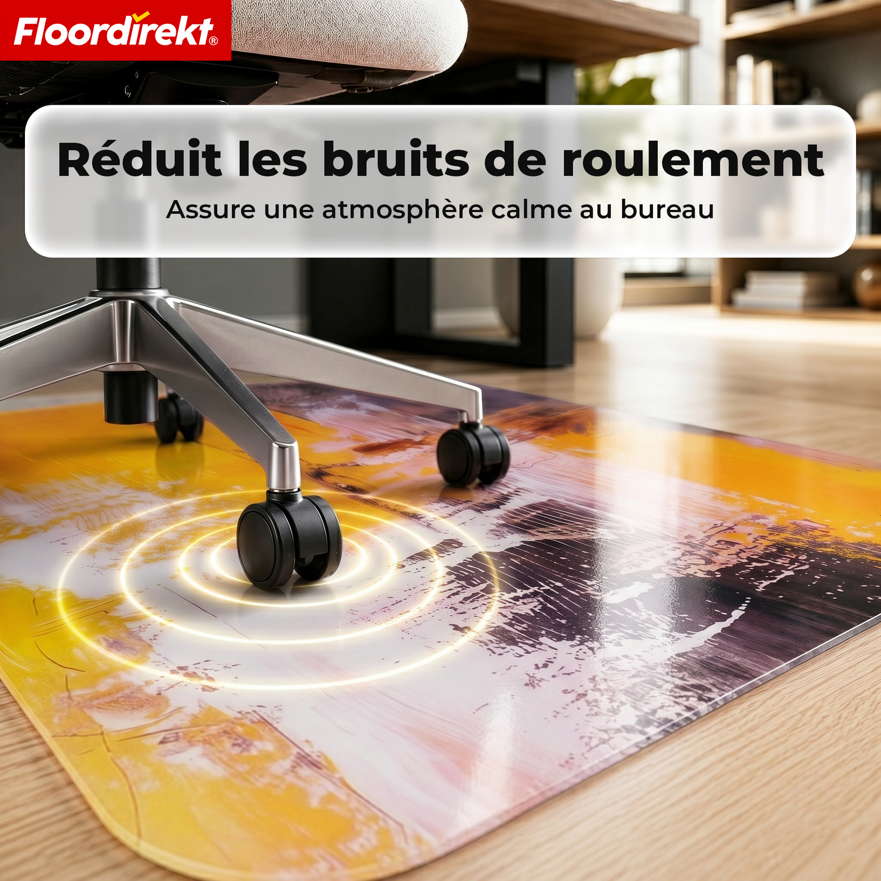 Tapis de protection de sol design | Protection robuste de chaise de bureau en PVC spécial pour bureau & télétravail | 80 x 118 cm