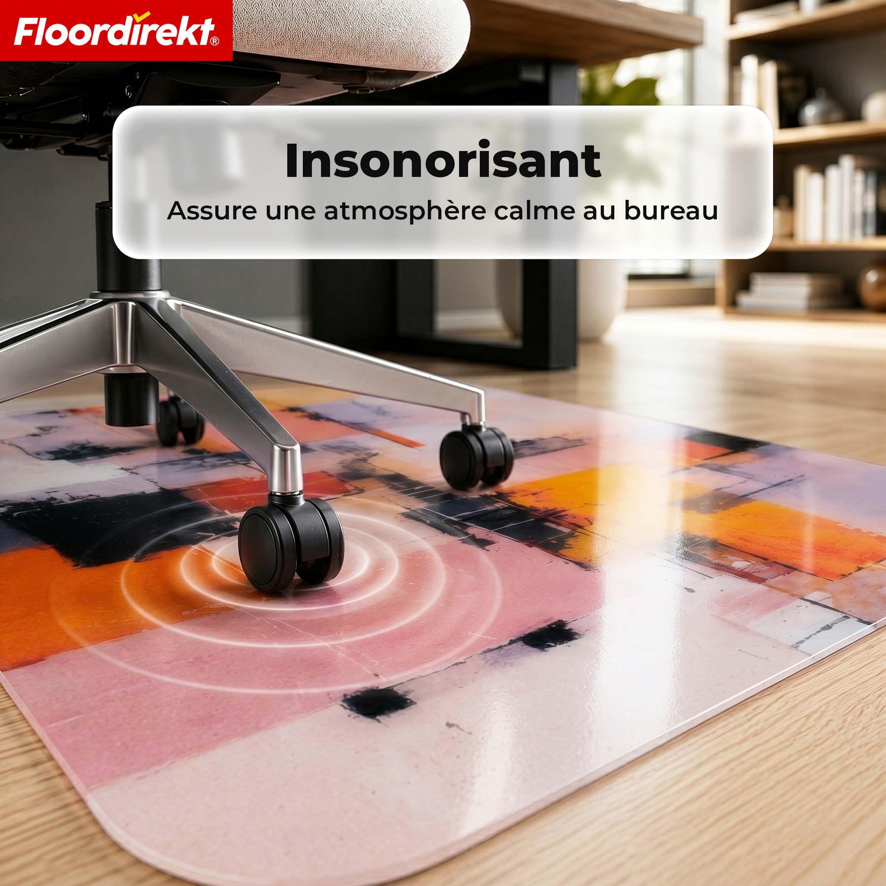 Tapis de protection de sol design | Protection robuste de chaise de bureau en PVC spécial pour bureau & télétravail | 80 x 118 cm