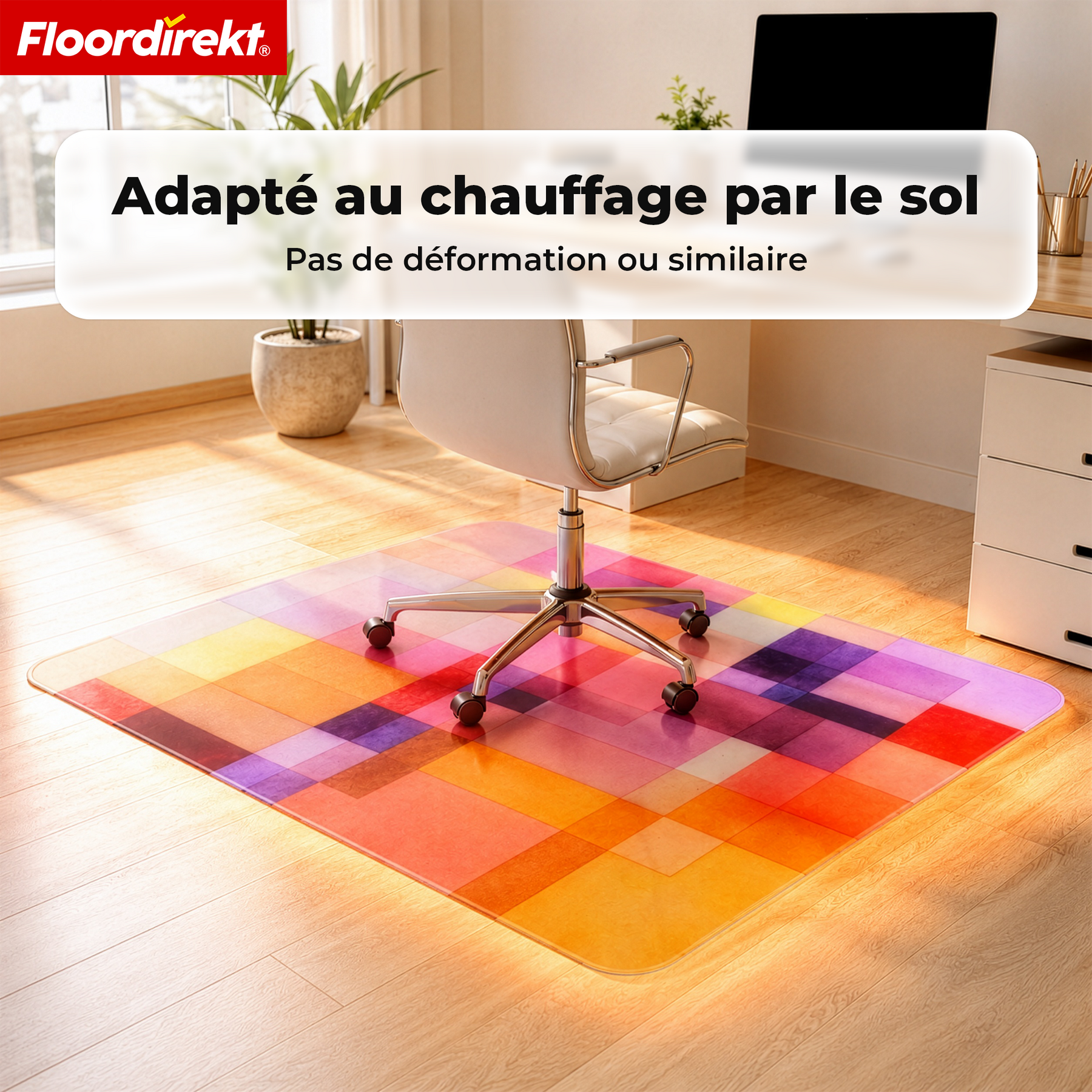 Tapis de protection de sol design | Protection robuste de chaise de bureau en PVC spécial pour bureau & télétravail | 80 x 118 cm