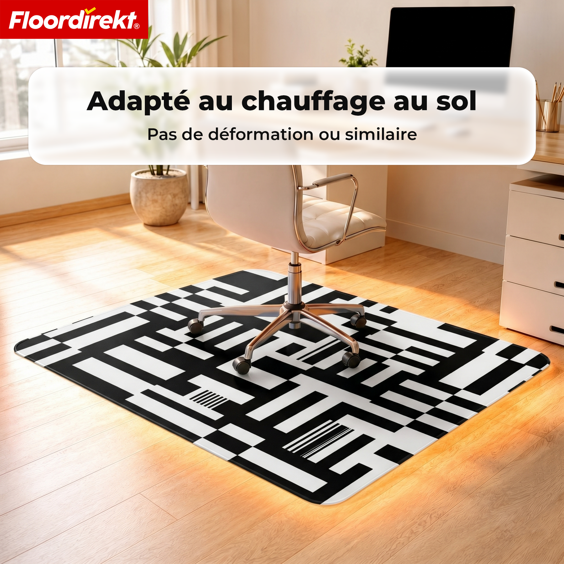 Tapis de protection de sol design | Protection robuste de chaise de bureau en PVC spécial pour bureau & télétravail | 80 x 118 cm