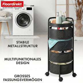 Chariot de rangement | Henry | Chariot de cuisine en acier avec roulettes | Chariot de service | 3 ou 5 niveaux | Blanc & Noir