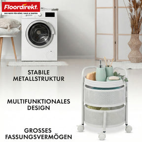 Chariot de rangement | Henry | Chariot de cuisine en acier avec roulettes | Chariot de service | 3 ou 5 niveaux | Blanc & Noir