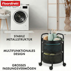 Chariot de rangement | Henry | Chariot de cuisine en acier avec roulettes | Chariot de service | 3 ou 5 niveaux | Blanc & Noir