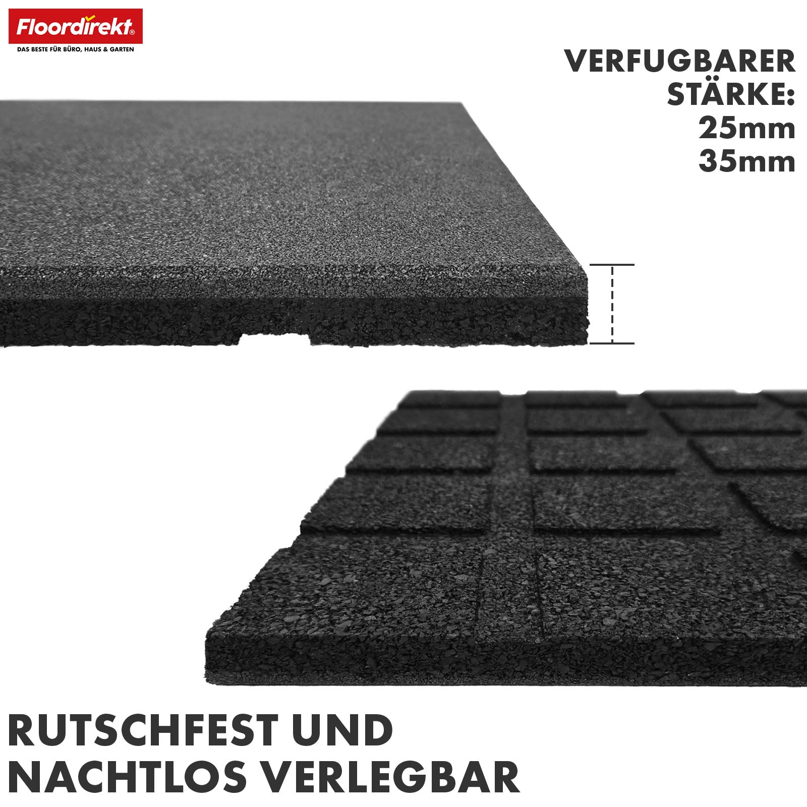 Tapis de protection contre les chutes | Play Protect | Protection de sol antidérapante et robuste en caoutchouc | Différentes épaisseurs et couleurs | 50 x 50 cm