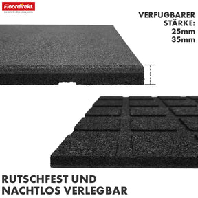 Tapis de protection contre les chutes | Play Protect | Protection de sol antidérapante et robuste en caoutchouc | Différentes épaisseurs et couleurs | 50 x 50 cm