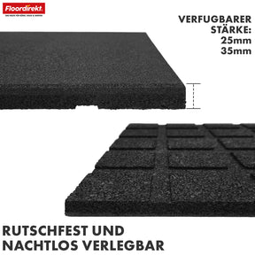 Tapis de protection contre les chutes | Play Protect | Protection de sol antidérapante et robuste en caoutchouc | Différentes épaisseurs et couleurs | 50 x 50 cm