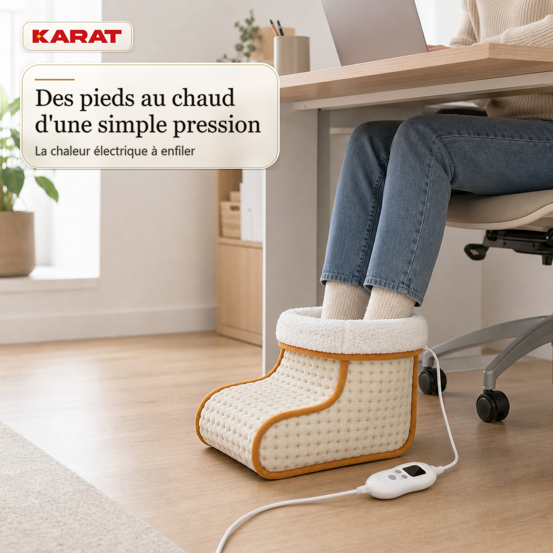 Chauffe-pieds électrique | Fjord | 6 niveaux jusqu’à 55 °C, minuterie & doublure Sherpa | 4 couleurs