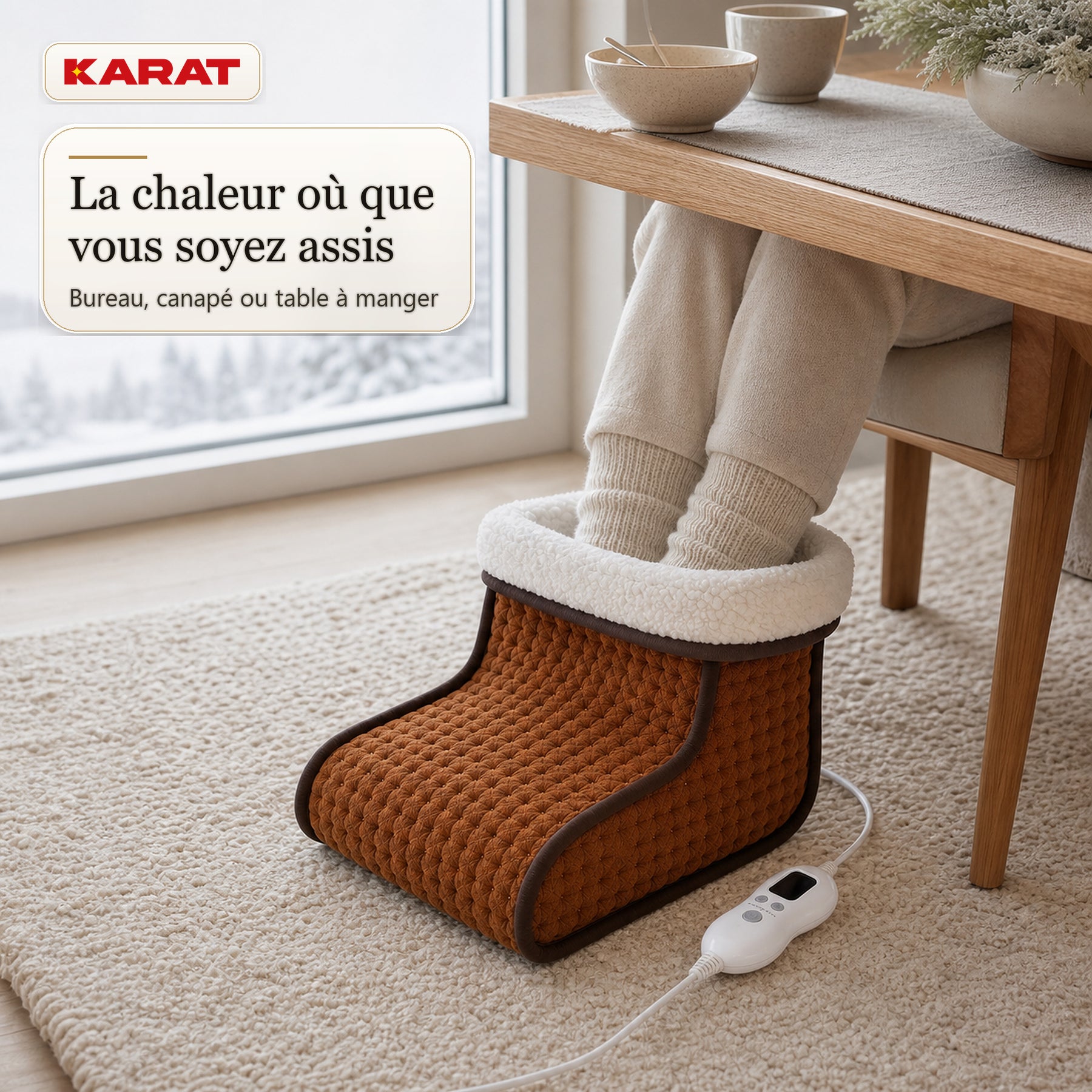 Chauffe-pieds électrique | Fjord | 6 niveaux jusqu’à 55 °C, minuterie & doublure Sherpa | 4 couleurs