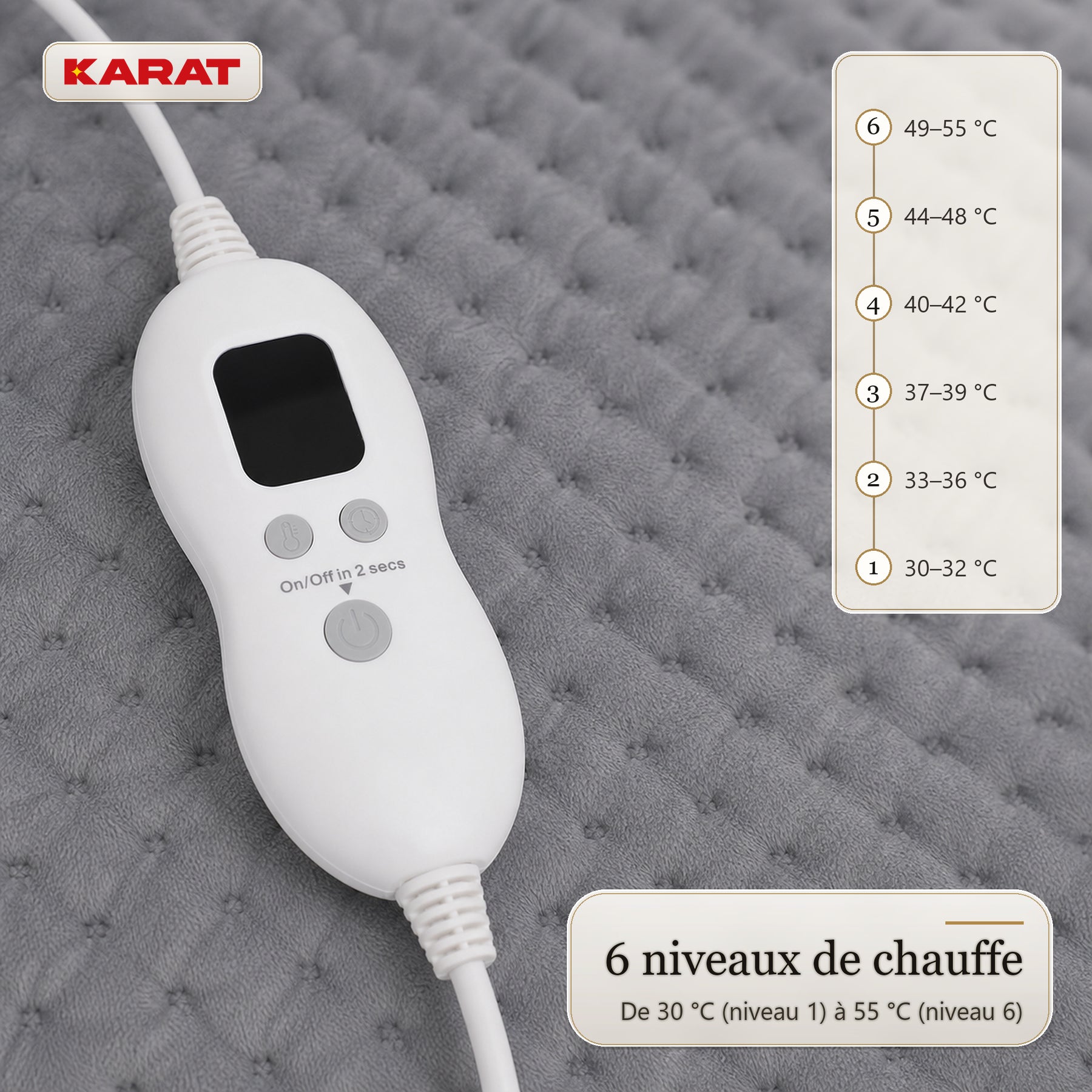 Chauffe-pieds électrique | Fjord | 6 niveaux jusqu’à 55 °C, minuterie & doublure Sherpa | 4 couleurs