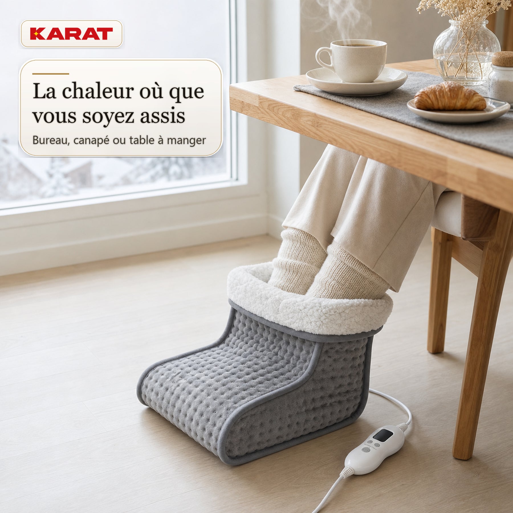 Chauffe-pieds électrique | Fjord | 6 niveaux jusqu’à 55 °C, minuterie & doublure Sherpa | 4 couleurs