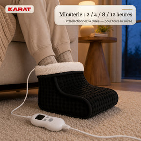 Chauffe-pieds électrique | Fjord | 6 niveaux jusqu’à 55 °C, minuterie & doublure Sherpa | 4 couleurs