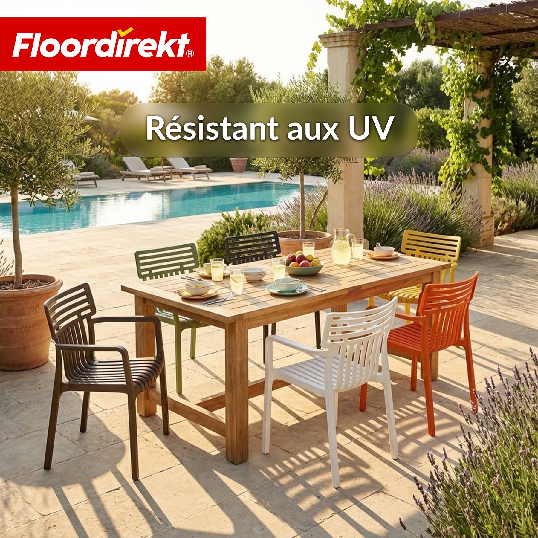Chaise de jardin | Sitwell | Chaise design empilable résistante aux intempéries & aux UV pour jardin, balcon & terrasse