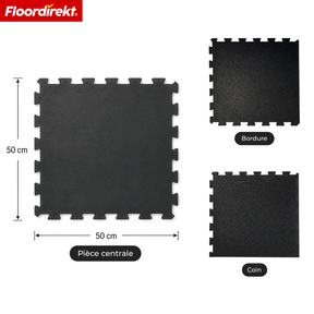 Tapis emboîtable en caoutchouc | Tapis de protection de sol robuste pour appareils de fitness & espaces de travail | 50 x 50 cm